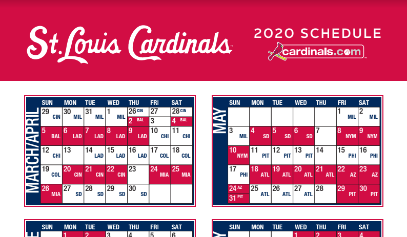 Cardinals Announce 2020 Regular Season Schedule | ArchCity.Media