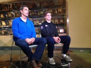 Former Rams/Chiefs QB Trent Green (left) and Rockhurst QB T.J. Green (Photo credit: Brian Ledford)