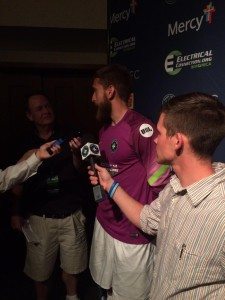 STLFC Goalkeeper Mark Pais addressing media 5-27-15