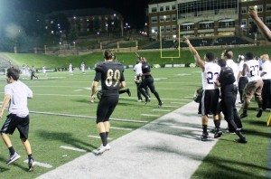 Lindenwood Celebrates it's game winning TD against Washburn 9/4