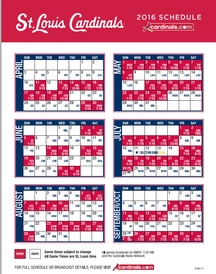 Cardinals Announce 2015 Regular Season Schedule