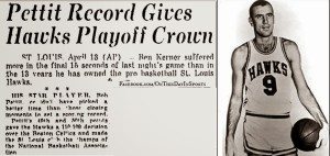 A newspaper clipping after Game 6 of the 1958 NBA Finals, as the Hawks won the championship. 