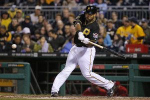 Pittsburgh Pirates' Pedro Alvarez (24) connects with a pitch from St. Louis Cardinals starting pitcher Shelby Miller for a solo-home run during the fourth inning of a baseball game in Pittsburgh Friday, April 4, 2014. It was Alvarez's second homer of the game. (AP Photo/Gene J. Puskar)