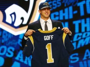 Goff is the first LA Rams first round draft pick since OT Wayne Gandy went 15th overall in 1994. Photo via Jerry Lai/USA Today Sports. 