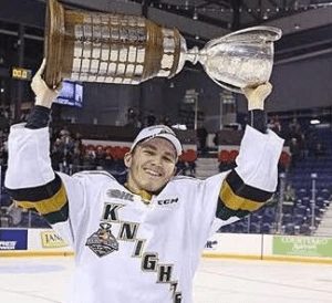 Tkachuk celebrating the Knights' Memorial Cup win. Photo via Claus Andersen/Getty Images.