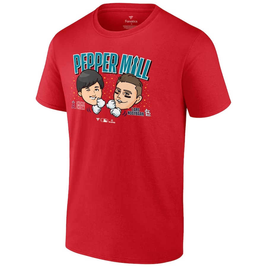 Shohei Ohtani & Lars Nootbaar Pepper Mill T-Shirt - Red